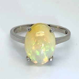 White Opal 3.80ct Platinum Solid Silver Ring